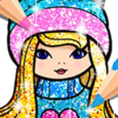 Girls Coloring Book Glitter